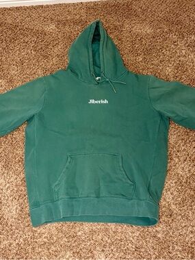 Jiberish Men's Green Pullover Hoodie